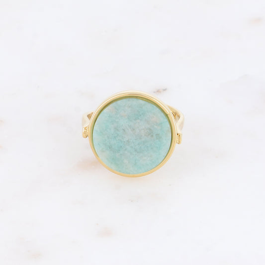 Bague ronde avec pierre naturelle - Amazonite