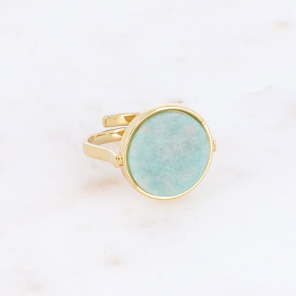 Bague ronde avec pierre naturelle - Amazonite