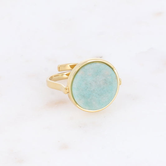Bague ronde avec pierre naturelle - Amazonite