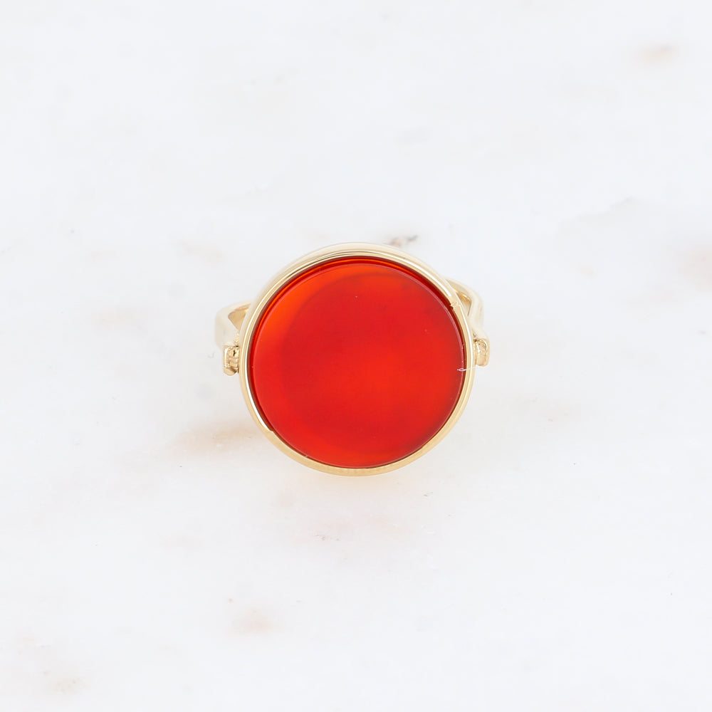 Bague ronde avec pierre naturelle - Cornaline