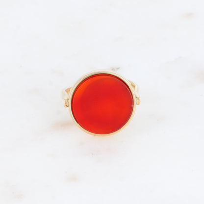 Bague ronde avec pierre naturelle - Cornaline
