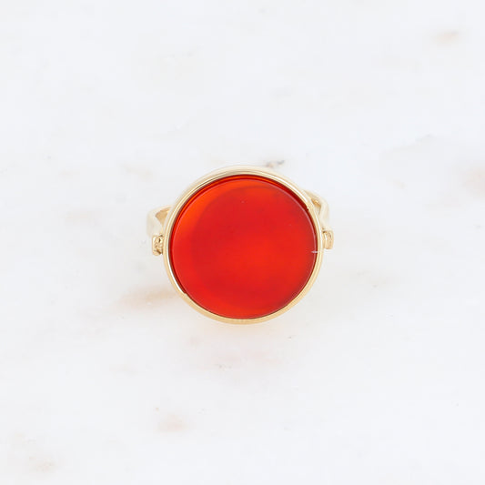 Bague ronde avec pierre naturelle - Cornaline