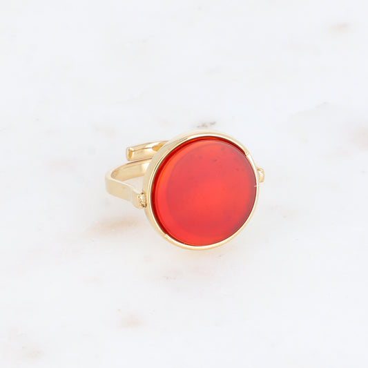 Bague ronde avec pierre naturelle - Cornaline