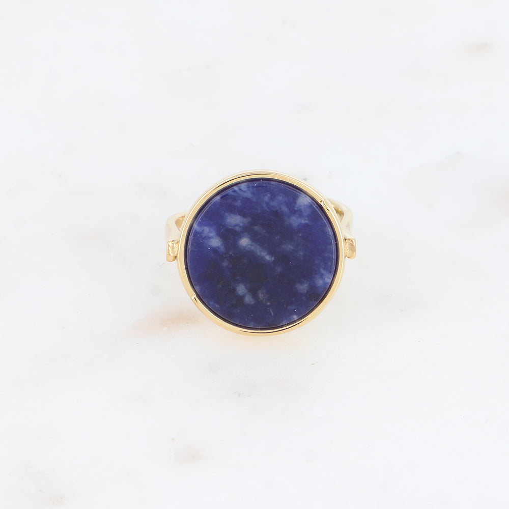 Bague ronde avec pierre naturelle - Lapis lazulite