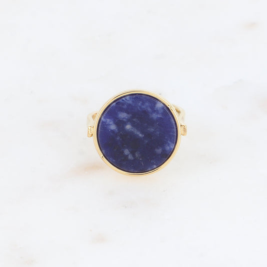 Bague ronde avec pierre naturelle - Lapis lazulite