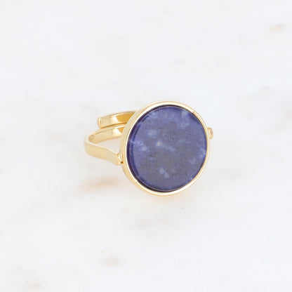 Bague ronde avec pierre naturelle - Lapis lazulite