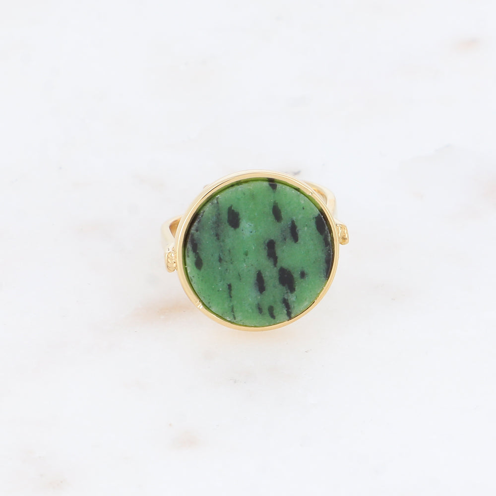 Bague ronde avec pierre naturelle - Turquoise africaine