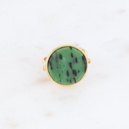 Bague ronde avec pierre naturelle - Turquoise africaine