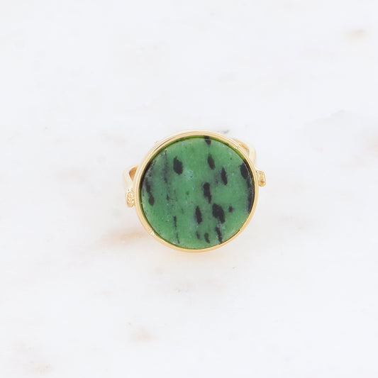 Bague ronde avec pierre naturelle - Turquoise africaine