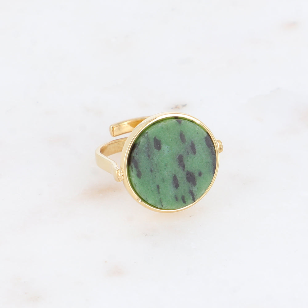 Bague ronde avec pierre naturelle - Turquoise africaine