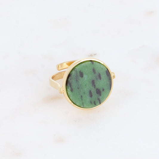 Bague ronde avec pierre naturelle - Turquoise africaine