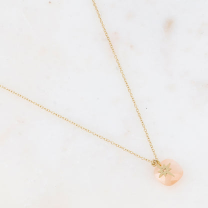 Collier avec perle en pâtes de verre carrée et étoile du Nord  40+5 cm