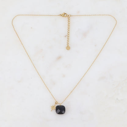 Collier avec perle en pâtes de verre carrée et étoile du Nord  40+5 cm