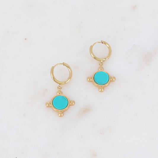 Créoles avec pierre naturelle 1,5x 3,05 CM.