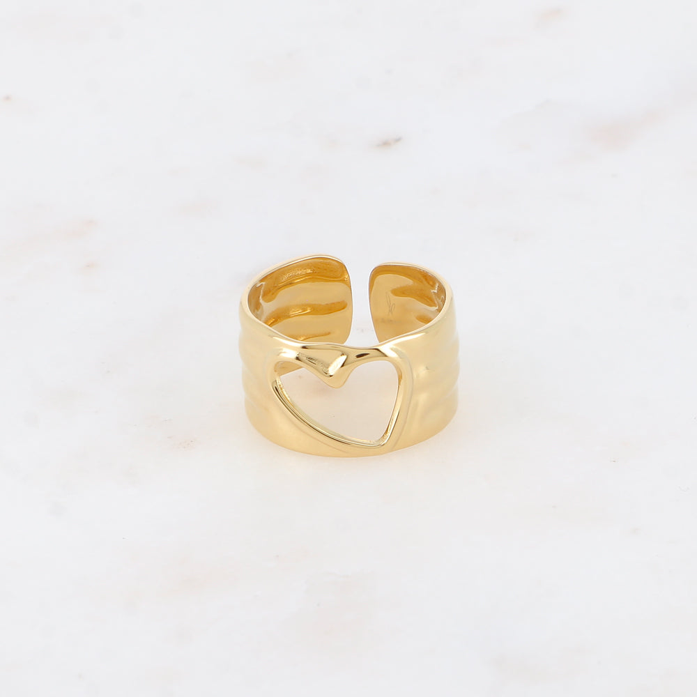 Bague - anneau martelé avec cœur ajouré