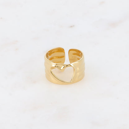 Bague - anneau martelé avec cœur ajouré
