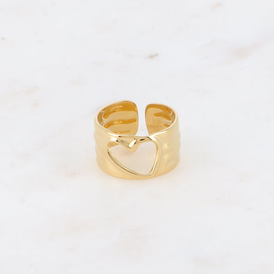 Bague - anneau martelé avec cœur ajouré