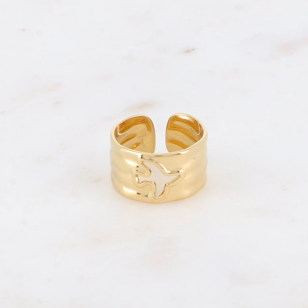 Bague - anneau martelé avec oiseau ajouré