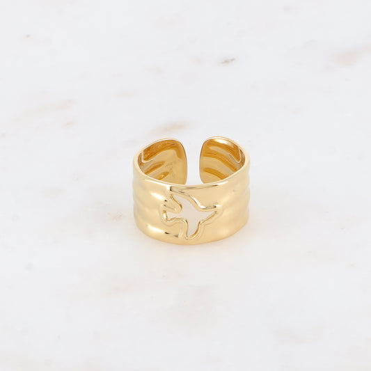 Bague - anneau martelé avec oiseau ajouré
