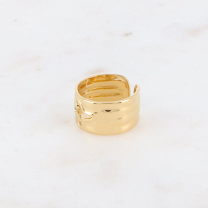 Bague - anneau martelé avec oiseau ajouré