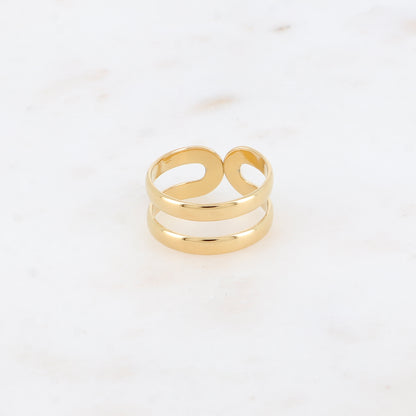 Bague - 2 rangs épais, lisses et miroir