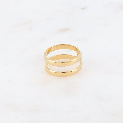 Bague - 2 rangs épais, lisses et miroir