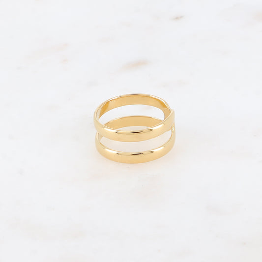 Bague - 2 rangs épais, lisses et miroir