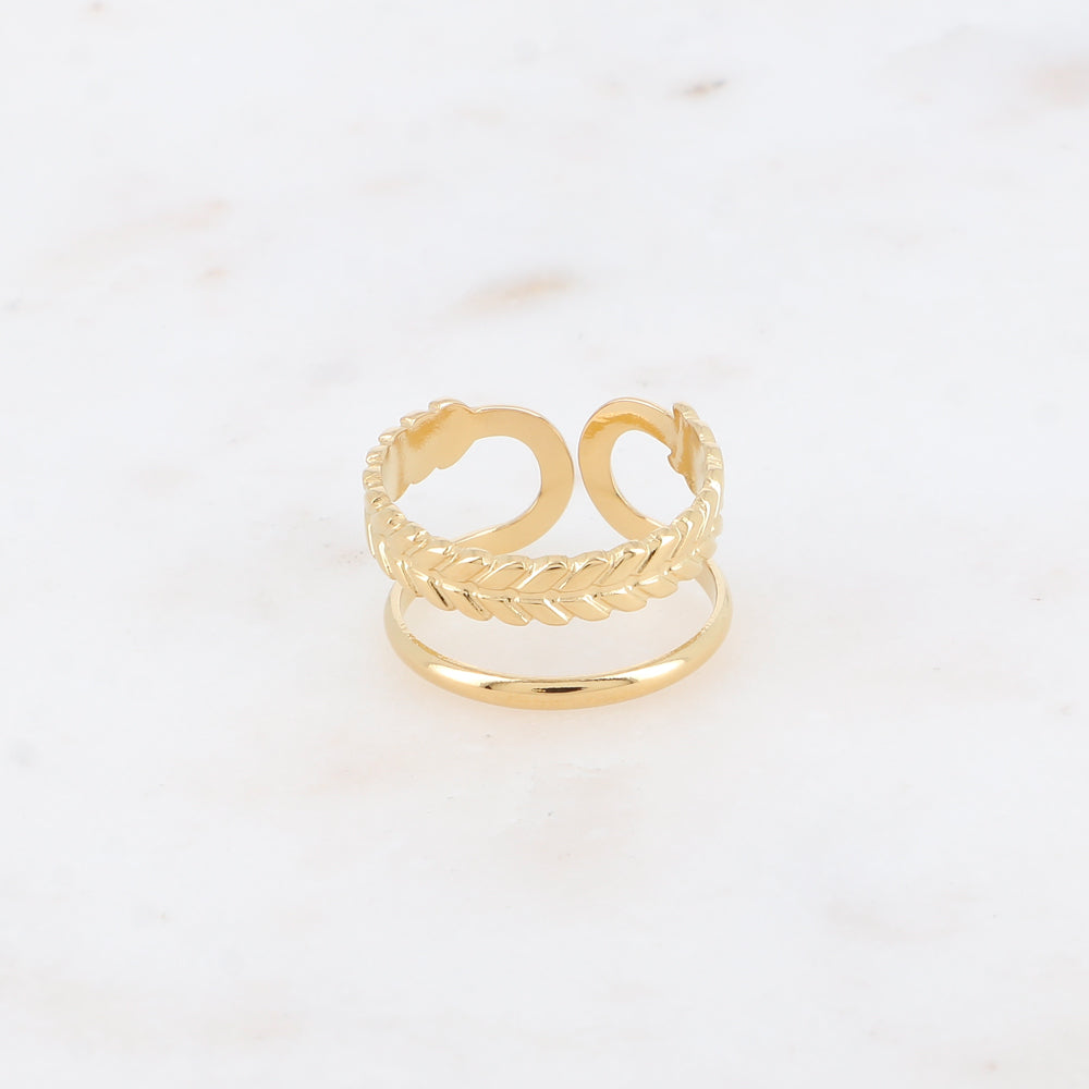 Bague - 2 rangs, épi et lisse