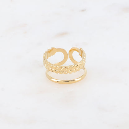 Bague - 2 rangs, épi et lisse