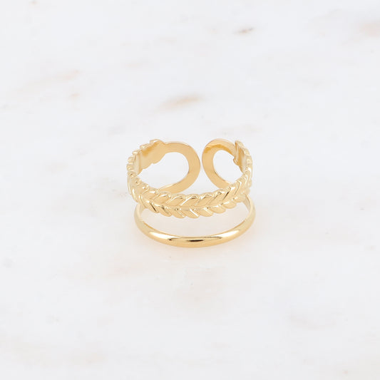 Bague - 2 rangs, épi et lisse