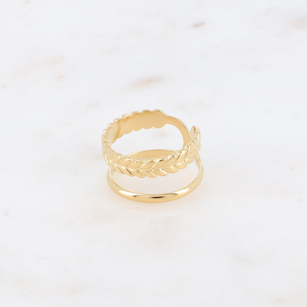 Bague - 2 rangs, épi et lisse
