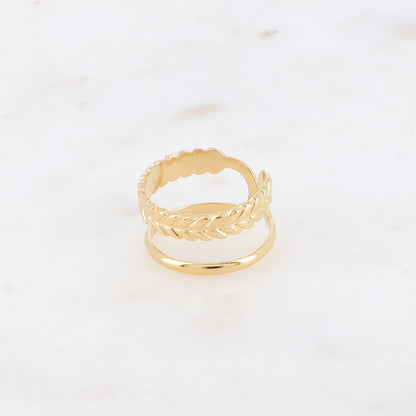 Bague - 2 rangs, épi et lisse