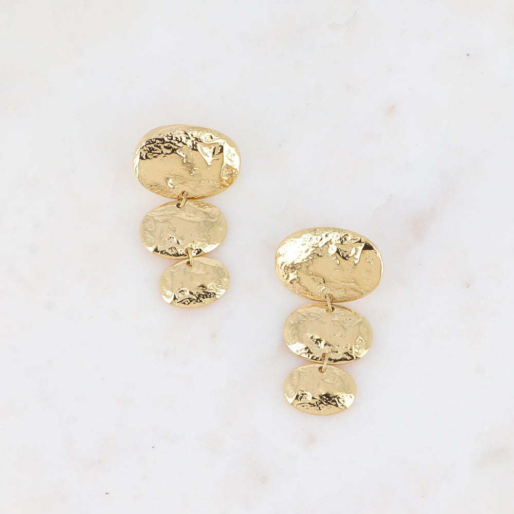 Boucles pendantes - 3 pièces ovales texturées 28x49 mm