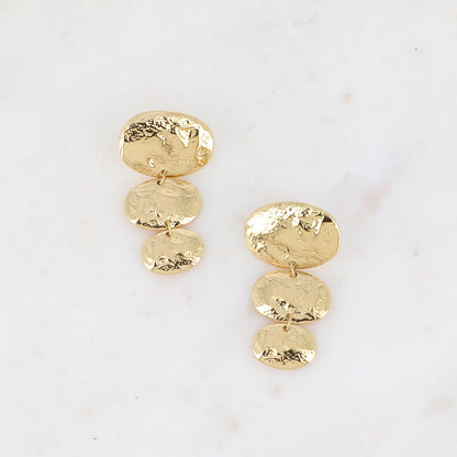 Boucles pendantes - 3 pièces ovales texturées 28x49 mm