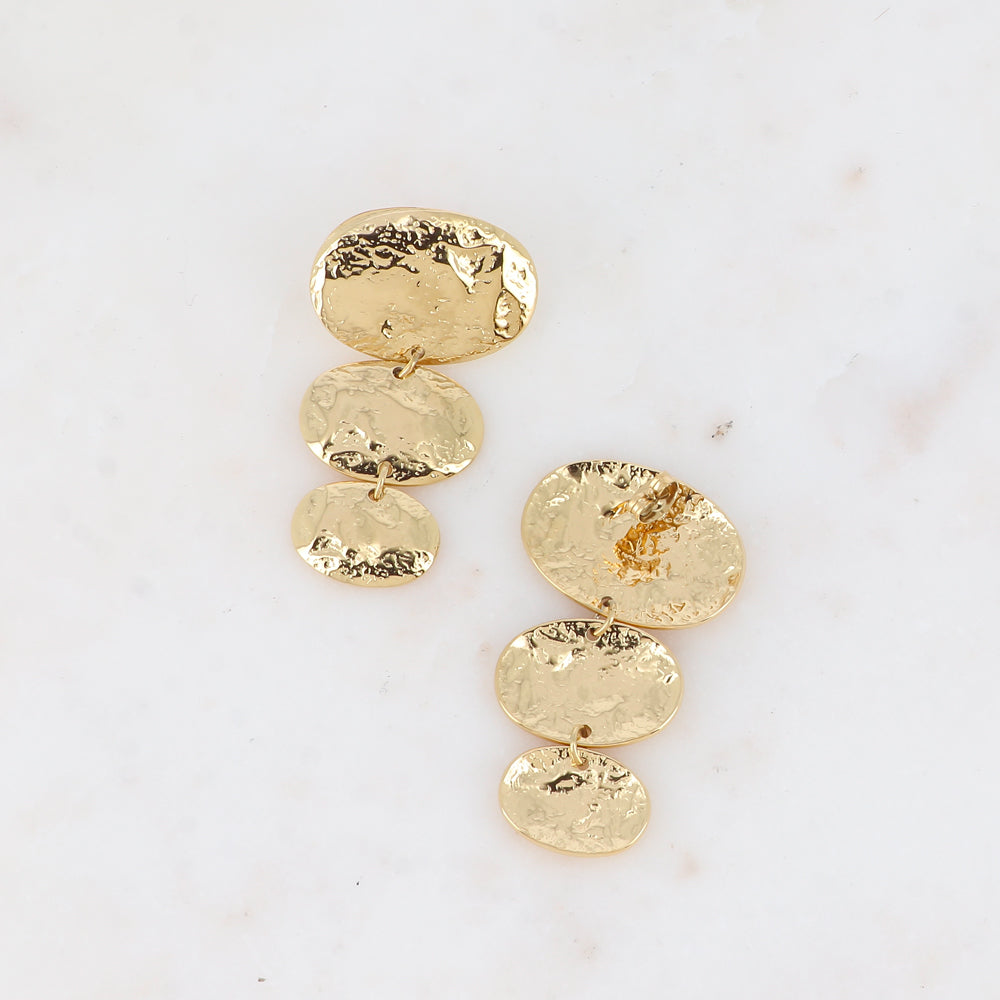 Boucles pendantes - 3 pièces ovales texturées 28x49 mm
