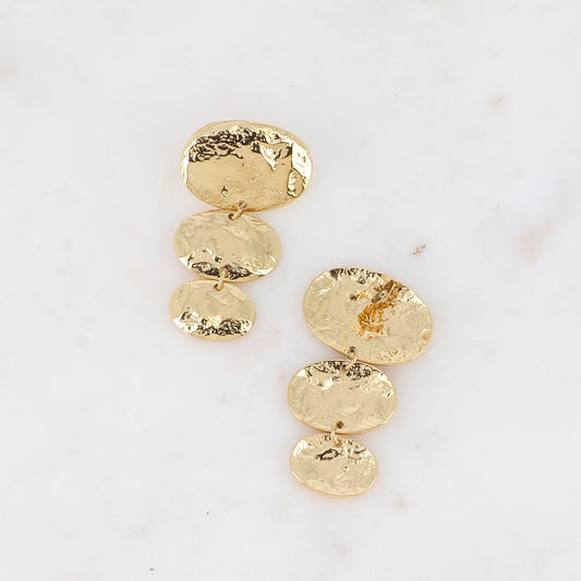Boucles pendantes - 3 pièces ovales texturées 28x49 mm