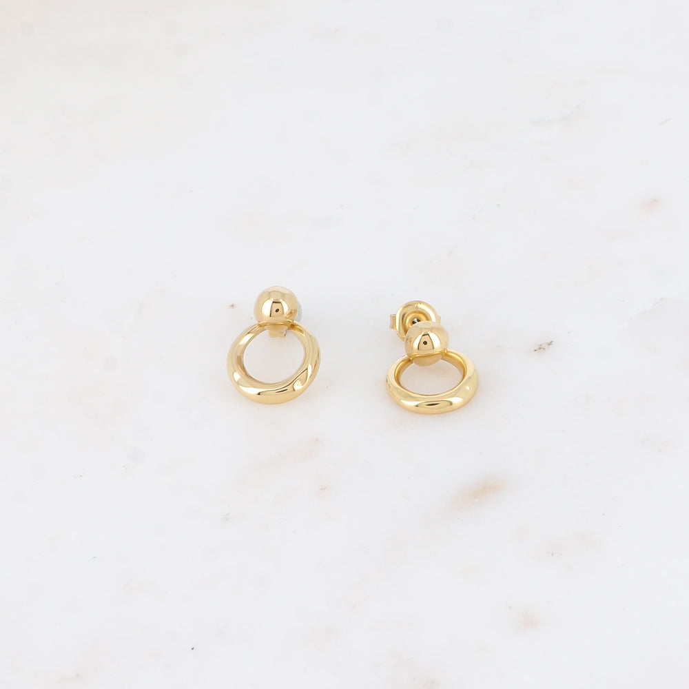 Boucles pendantes - petite boule et petit anneau pendant 12x17 mm