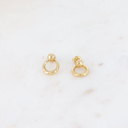 Boucles pendantes - petite boule et petit anneau pendant 12x17 mm