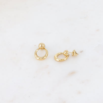 Boucles pendantes - petite boule et petit anneau pendant 12x17 mm