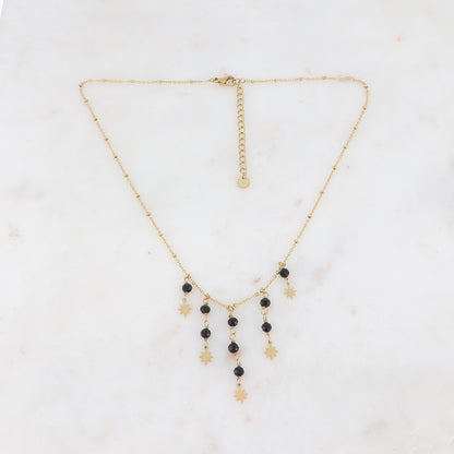 Collier avec pierres naturelles et étoiles (38+5CM)