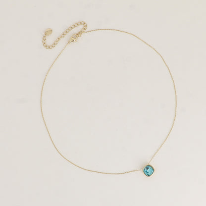 Collier orné de cristal de Swarovski® 8 mm - Longueur de chaîne : 39+5 cm - Diamètre du cristal : 8 mm - Light turquoise
