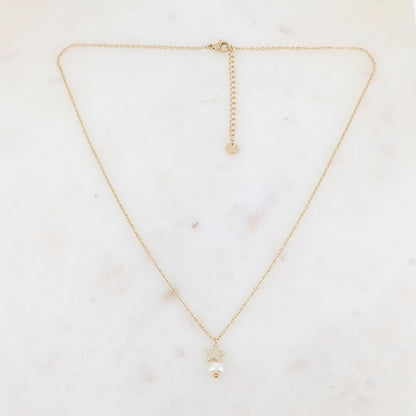 Collier avec étoile et perle d'eau douce (46+5CM)