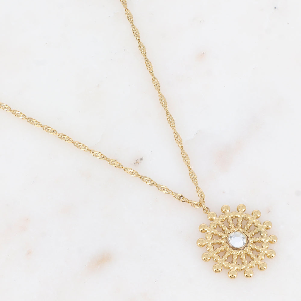 Collier avec pampille ajourée et oxyde de zirconium (40+5CM)