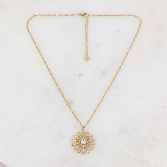 Collier avec pampille ajourée et oxyde de zirconium (40+5CM)
