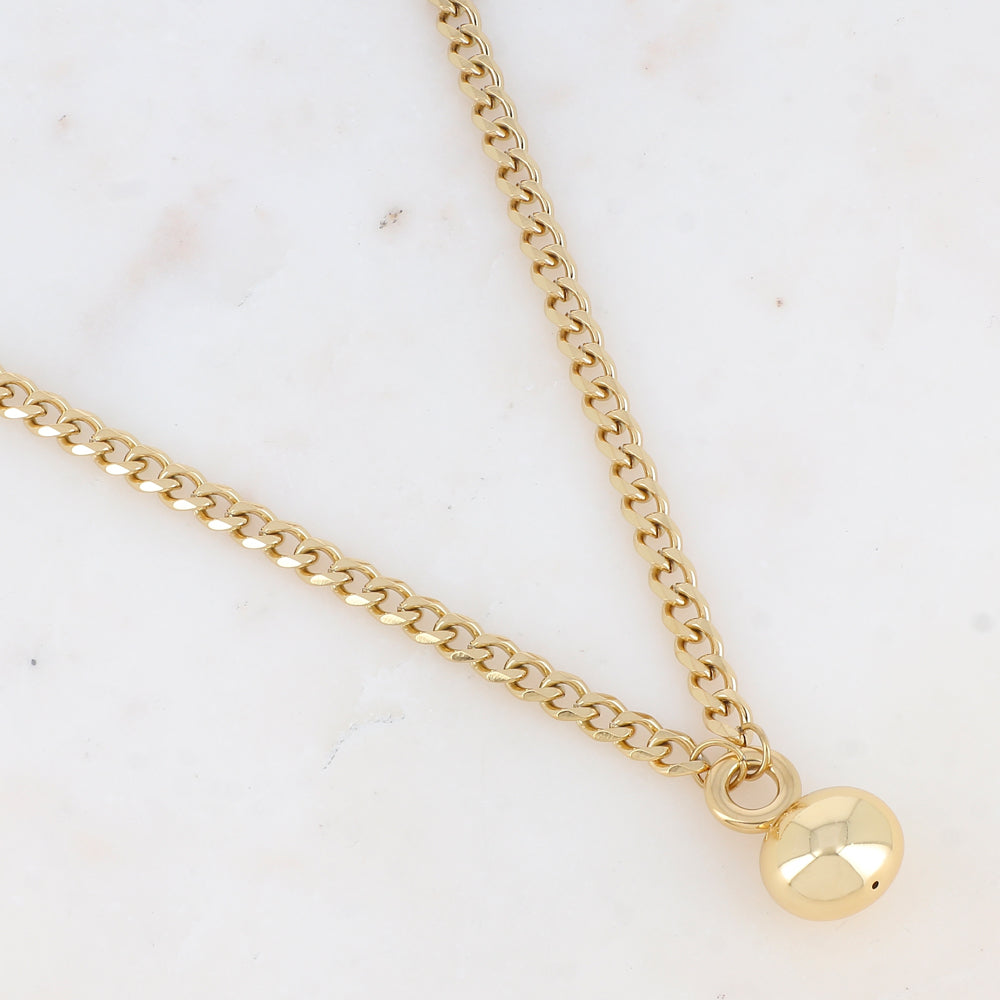 Collier en maille avec perle métallique (44+7CM)