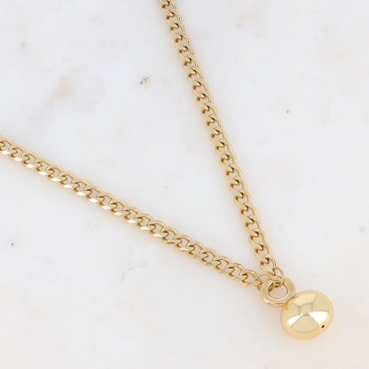 Collier en maille avec perle métallique (44+7CM)