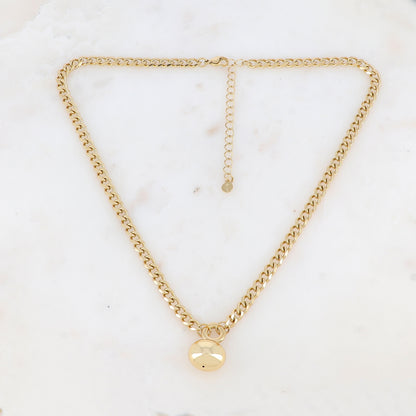 Collier en maille avec perle métallique (44+7CM)
