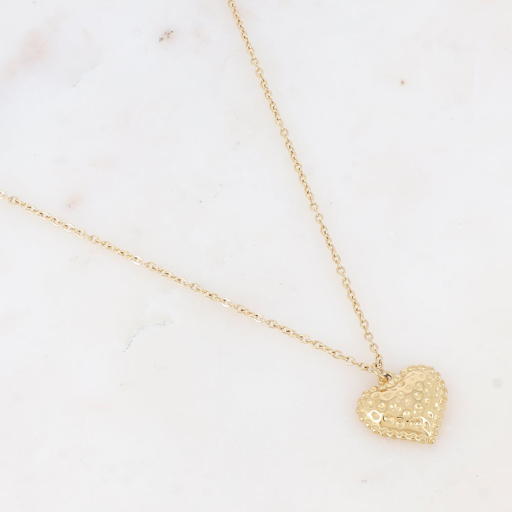 Collier avec cœur martelé (40+5CM)
