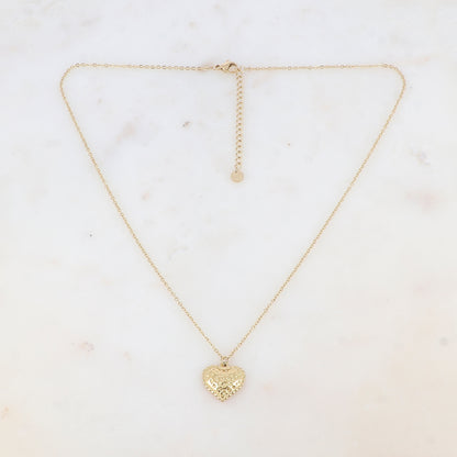 Collier avec cœur martelé (40+5CM)