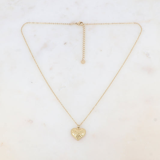 Collier avec cœur martelé (40+5CM)
